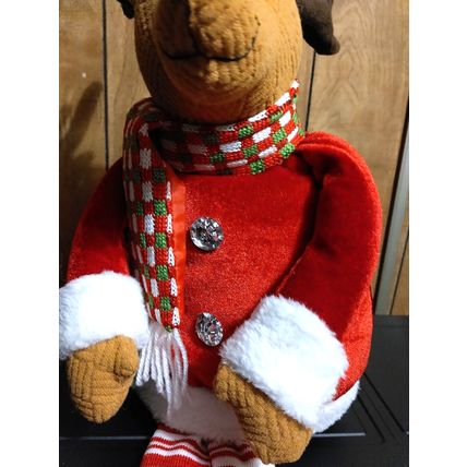 Large Plush 25" Shelf Sitter Christmas Santa Reindeer w/ Bendable Legs & Arms