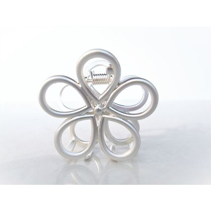 Medium/small rose gold silver metal flower hair claw clip