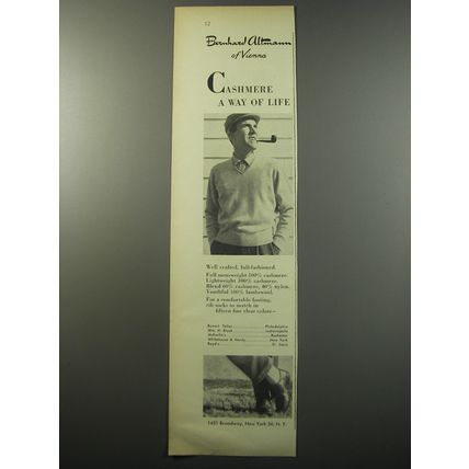 1955 Bernhard Altmann Cashmere Sweater Advertisement