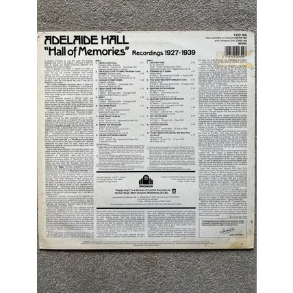 ADELAIDE HALL - HALL OF MEMORIES - RECORDINGS 1927-1939 (VINYL LP)