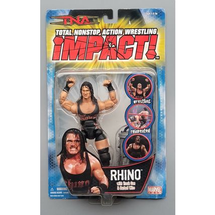 wwe tna wwf ljn classic superstars rhino w/trash can & barbed wire figure