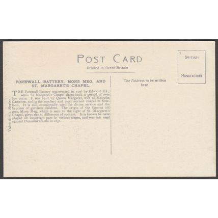 Forewall Battery, Edinburgh Castle, c.1930s - Valentine's Postcard