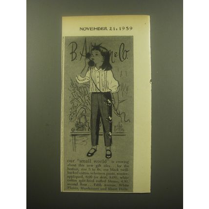 1959 B. Altman & Co. Fashion Advertisement - Our Small World