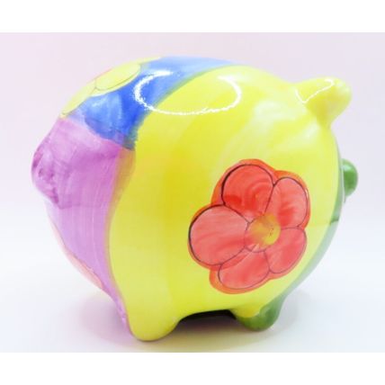 Piggybank Floral Multicoloured Ceramic Money Box 9 CM Gift Home Decor Savings