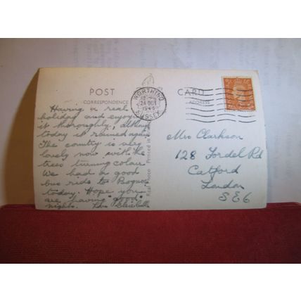 THE SUSSEX DOWNS, WORTHING used vintage postcard RP by Shoesmith 1944 pm =