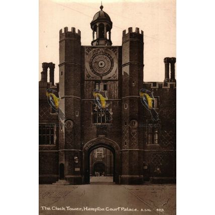 Clock Tower, Hampton Court Palace, Surrey, RP AS No 425 Postcard