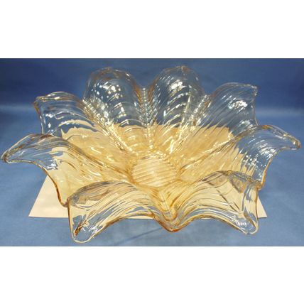 XL MINT Murano Glass Italy Antica Cristalleria Italian Lavorato A Mano Bowl Gold