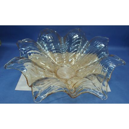 XL MINT Murano Glass Italy Antica Cristalleria Italian Lavorato A Mano Bowl Gold
