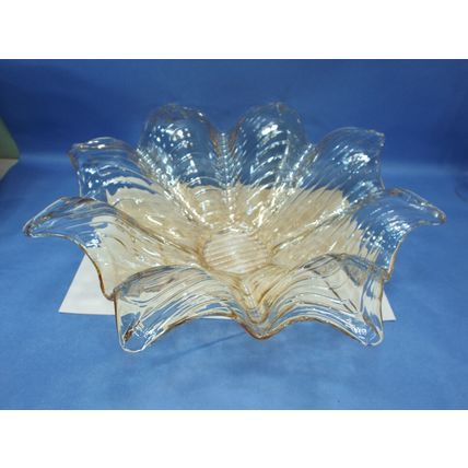 XL MINT Murano Glass Italy Antica Cristalleria Italian Lavorato A Mano Bowl Gold
