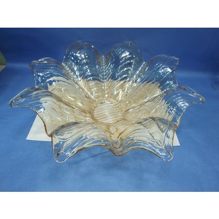 XL MINT Murano Glass Italy Antica Cristalleria Italian Lavorato A Mano Bowl Gold