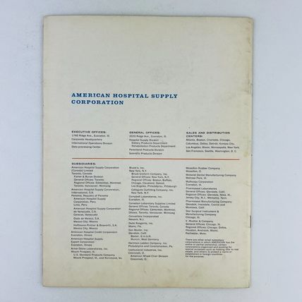 American Hospital Supply Corp Annual Report 1961 Vintage