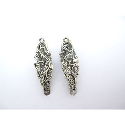 2 extra tiny small silver metal filigree alligator hair clip fine thin hair