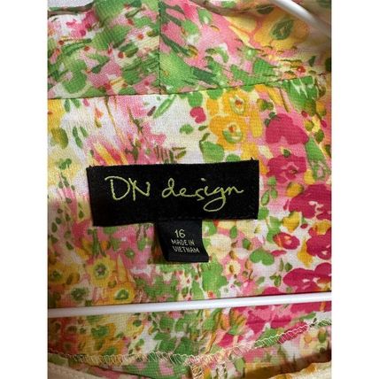 DN Design Vtg Chiffon Floral Lined Midi Dress & Cover Sz 16 Multicolor 2 Pc Set