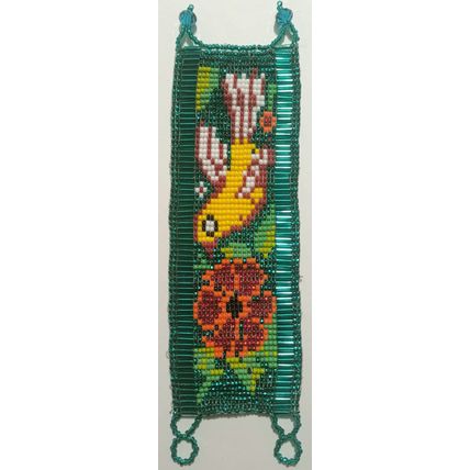 Traditional Huichol Art. Mexico Glass Seed Beads Bracelet. Legendary birds 2