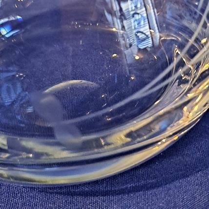 Vintage ETCHED GLASS CREAMER 4" ROSE Flower Floral Crystal