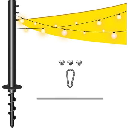 Sun Shade Sail 2 Pole 9Ft Outdoor Sunshade Sail Post Support Awning Canopy Heavy