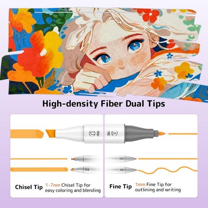 Alcohol Markers, [Beginner Preferred] 100 Vibrant Colors & Dual Tips Art Markers
