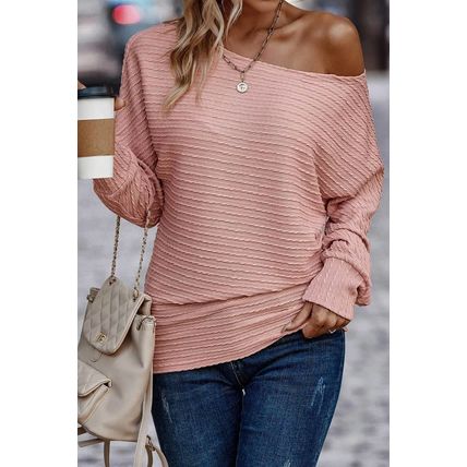 Dusty Pink Textured Knit Long Sleeve Top