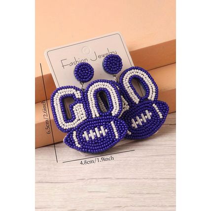 Bluing Beaded Go Football Earrings