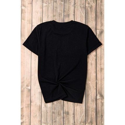 Black Checkerboard Bowknot Graphic Crewneck T Shirt