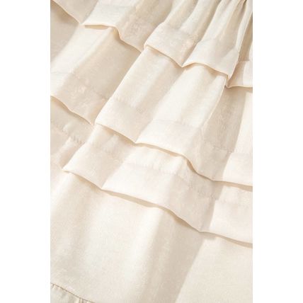 Beige Tiered Ruffled Hemline Elastic Waist Mini Skirt