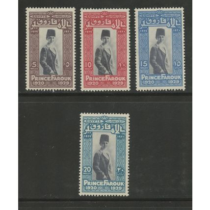 Egypt 155-158, 1929 Prince Farouk, VF, LH (EG477)