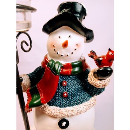 Festive Ceramic Snowman Candle Holder Decor, Whimsical Christmas Centerpiece, Ch