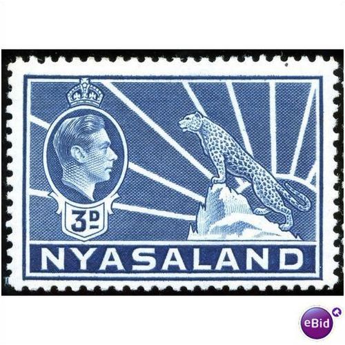 Nyasaland KGVI 1938 3d Blue Mounted Mint MM SG 134 Sc 58 stamp