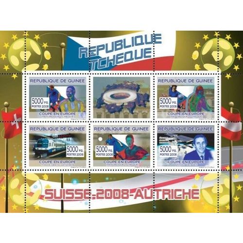 GUINEA 2008 SHEET MNH SWITZERLAND AUSTRIA EURO CUP CZECH REPUBLIC FOOTBALL 1