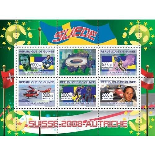 GUINEA 2008 SHEET MNH SWITZERLAND AUSTRIA EURO CUP SWEDEN FOOTBALL SOCCER 1