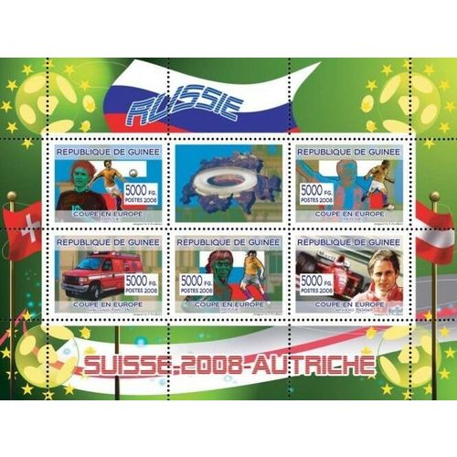 GUINEA 2008 SHEET MNH SWITZERLAND AUSTRIA EURO CUP RUSSIA FOOTBALL SOCCER 1