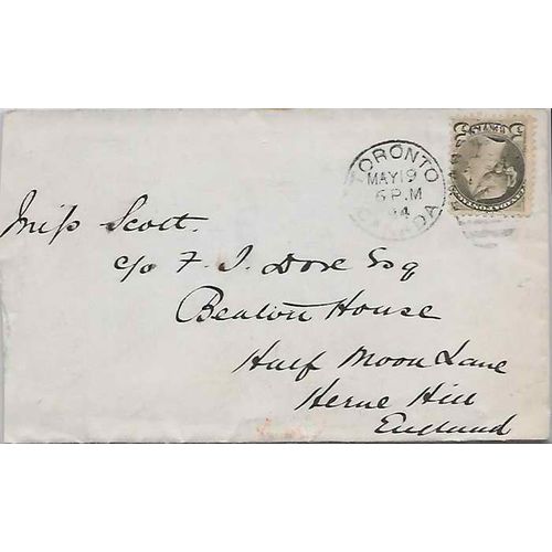 Canada " Small Queen Victoria #38 to England 1884