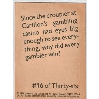 BATTLESTAR GALACTICA ' WONDER BREAD ' card # 16 CROUPIER (1978)
