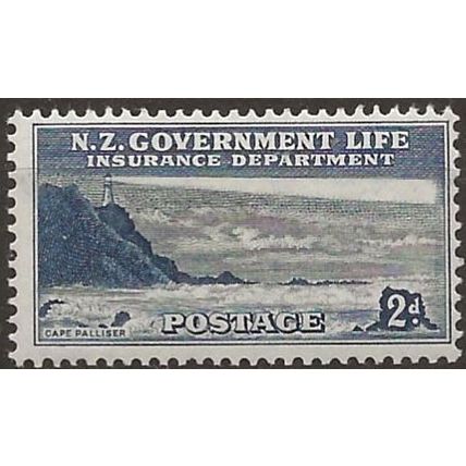 New Zealand 1947 L44 2d Deep Blue & Grey-Black Life Assurance Mounted Mint .