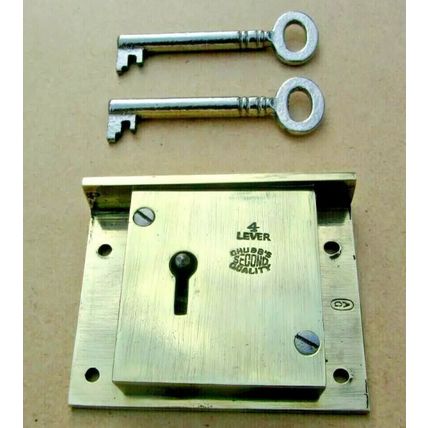 Old Antique Drawer Lock Chubb 4 Lever Has 2 Working Keys Victorian QUALITY LOCK