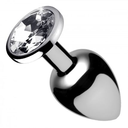 Clear Gem Anal Plug Large Metal Jewel Aluminium Booty Sparks Ass Butt Play Huge!