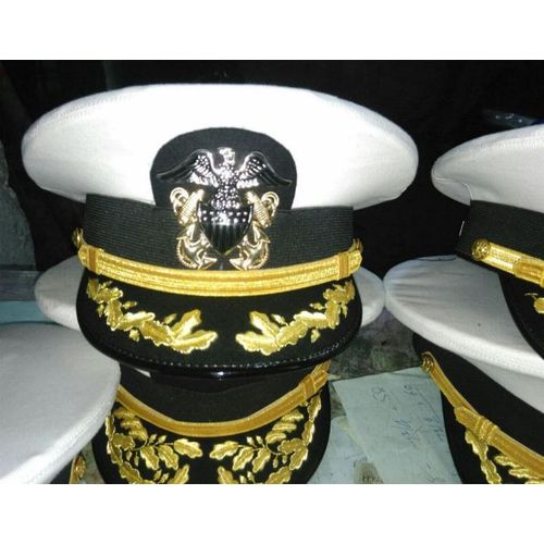 US NAVY COMMANDER CAPTAIN RANK WHITE HAT CAP NEW Sizes 56-57-58-59-60-61-62