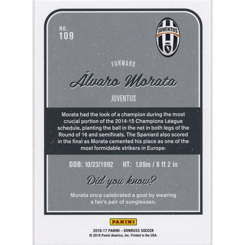 2016 Donruss Soccer 109 Alvaro Morata Juventus