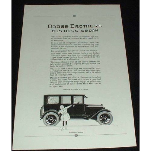 1923 Dodge Business Sedan Ad, NICE!!