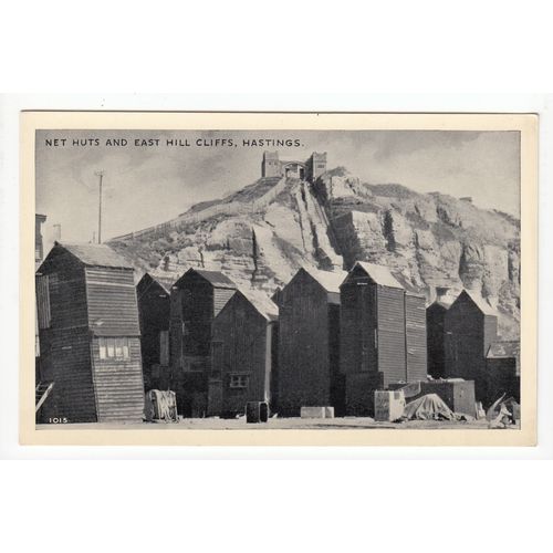 Net Huts and East Hill Cliffs Hastings East Sussex Postcard 1015