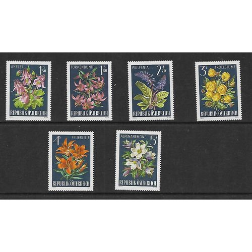 AUSTRIA 1966 ALPINE FLORA SG 1471 / 1490 SET 6 VALS M /MINT