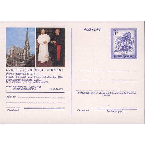Austria unused - 3s pre-paid - Papst Johannes Paul 11