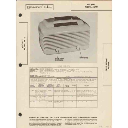 CROSLEY model 56TU 5 tube AM radio receiver Sams Photofact manual