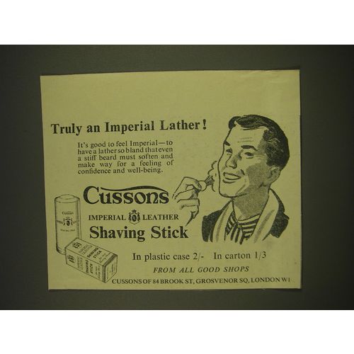 1955 Cussons Imperial Leather Shaving Stick Ad - Truly an Imperial Lather