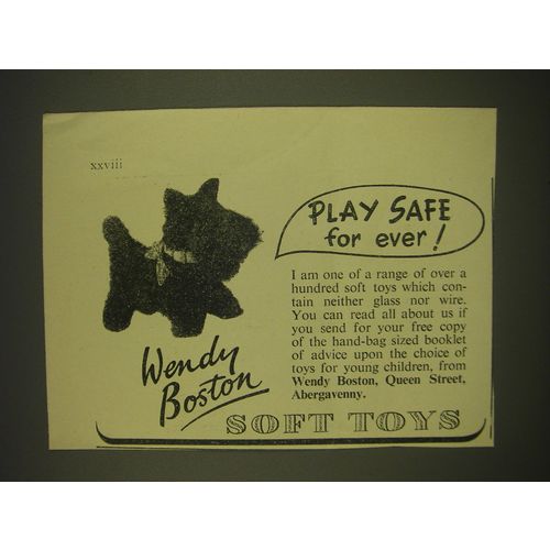 1955 Wendy Boston Soft Toys Ad - Play safe for ever