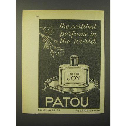 1964 Patou Eau de Joy Perfume Ad - the costliest perfume in the world