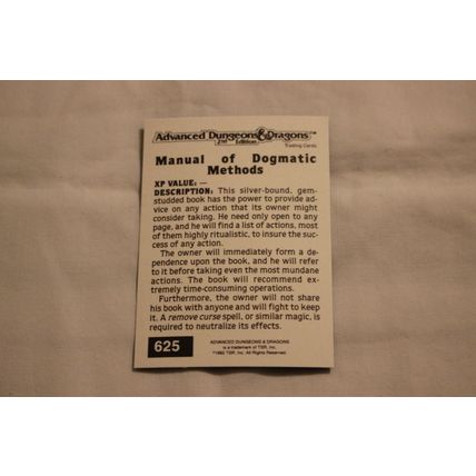 Manual of Dogmatic Methods 1992 TSR 2nd Edition Dungeons & Dragons NO.625