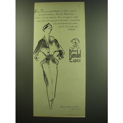 1949 Henri Bendel Young Timers Suit Ad - famed delighters in checks