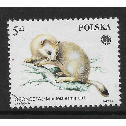 POLAND 1984 FUR BEARING ANIMALS 5Z STOAT SG 2963 FINE USED