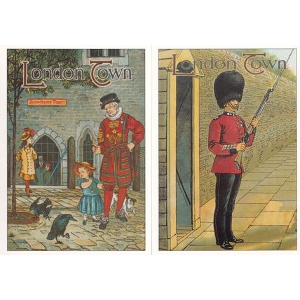 London Town Guide Beefeater 2x Advertising Poster Postcard s